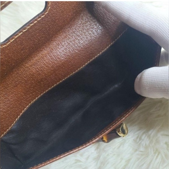 GUCCI Leather Long Continental Wallet, GG Canvas Bambo Interlocking Turnlock EUC - Picture 8 of 15